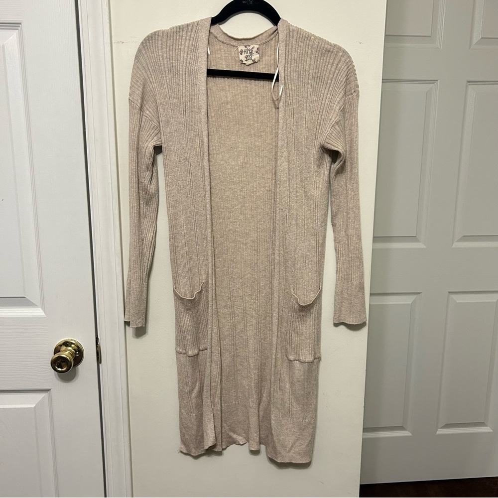 Hippie Rose stretch ribbed long cardigan